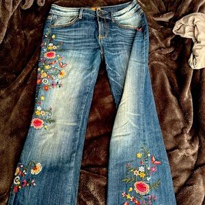 Driftwood Kelly embroidered bell bottoms from Sundance